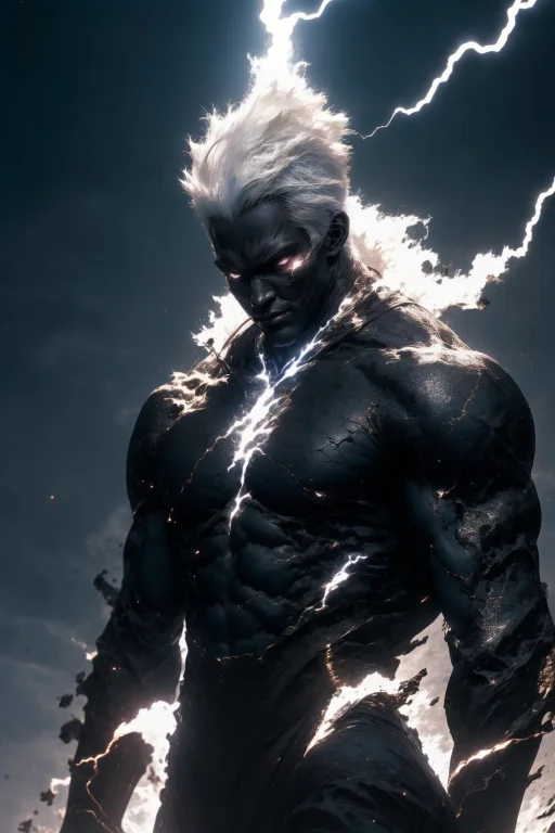 Black Humanoid Made Of Rock, Upper Body, Barechested, Male,...