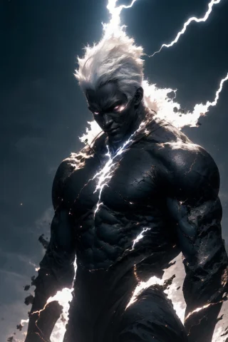 Black Humanoid Made Of Rock, Upper Body, Barechested, Male,... — Stable Diffusion AI Prompt: black humanoid made of rock, upper body, barechested, male, ((masterpiece, best...