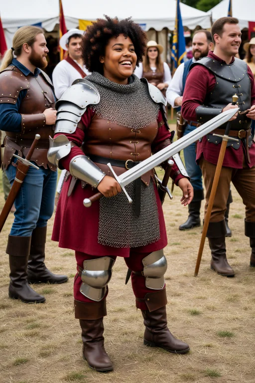 Nylajones Wearing A Medieval Leather Armor Costume And A Foa...