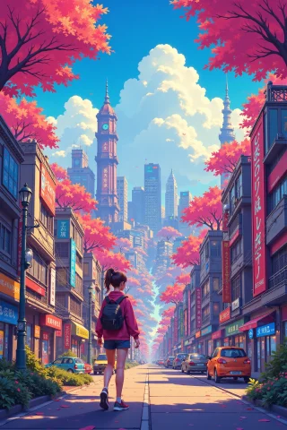 Cyberpunk City Beautiful Anime Landscape, Early Morning, Wom... — Stable Diffusion AI Prompt: cyberpunk city beautiful anime landscape, early morning, woman, very intricate,...