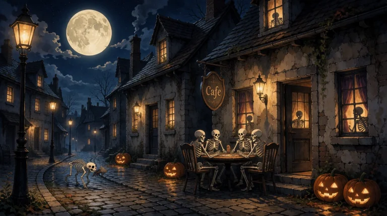 It Is Midnight, A Big Full Moon Shines On An Old Shabby Stre...