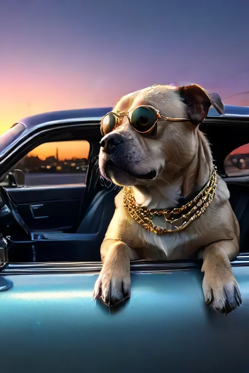 A Photorealistic Cinematic Photograph Of The Thuggest Dog In...