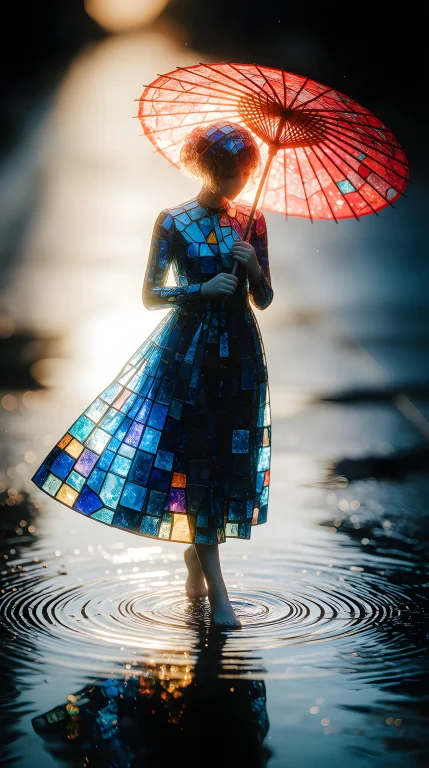 Zidiusart, A Luminous, Ethereal Woman Made Of Colorful Stain...
