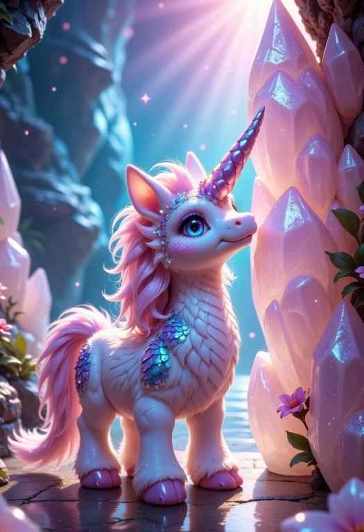 A Picture Of A Of A Small Fat Fluffy Unicorn, Whose Fur Is D...