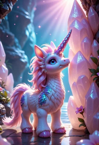A Picture Of A Of A Small Fat Fluffy Unicorn, Whose Fur Is D... — FLUX AI Prompt: a picture of a of a small fat fluffy Unicorn, whose fur is decorated with small...