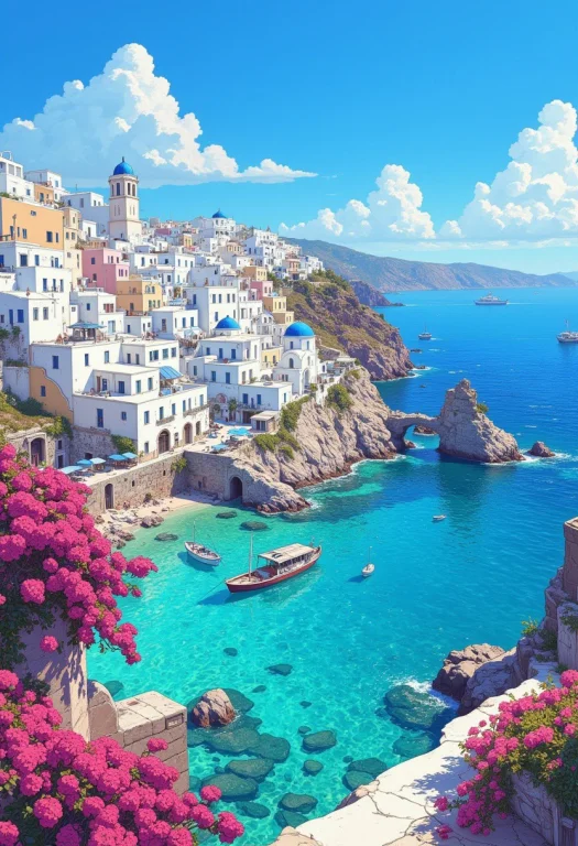 Create A Picture Of The Pitoresque And Famous Village Oia Sa...