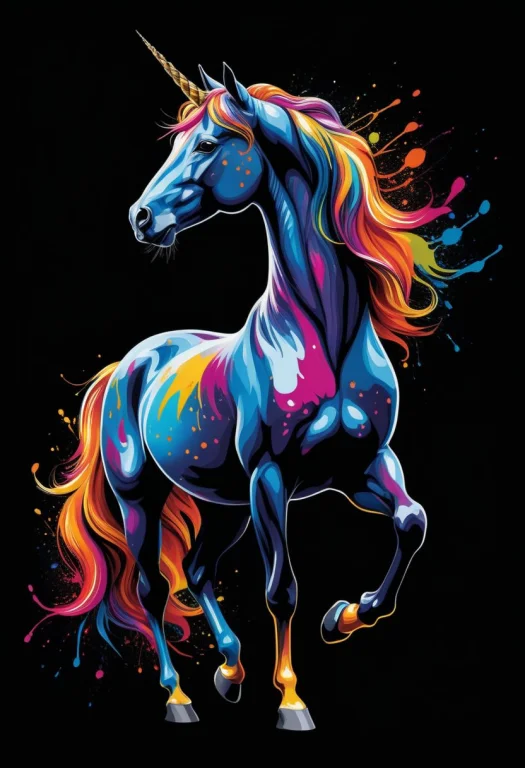 A Captivating And Dynamic Artwork On A Deep Black Background...