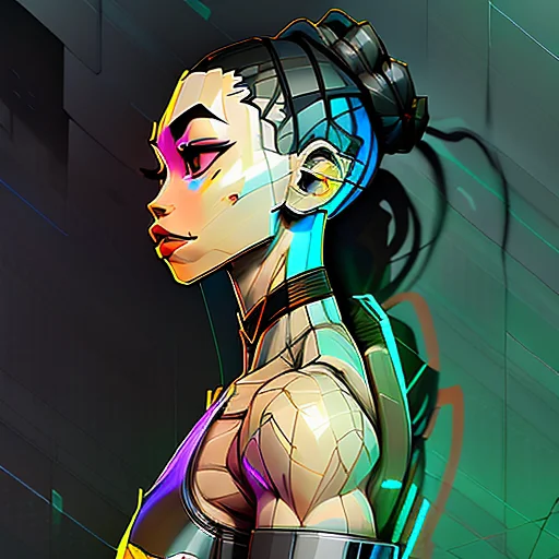 Glitch Art Full Body Portrait Of A Muscle-bound, Lank, Joyfu...