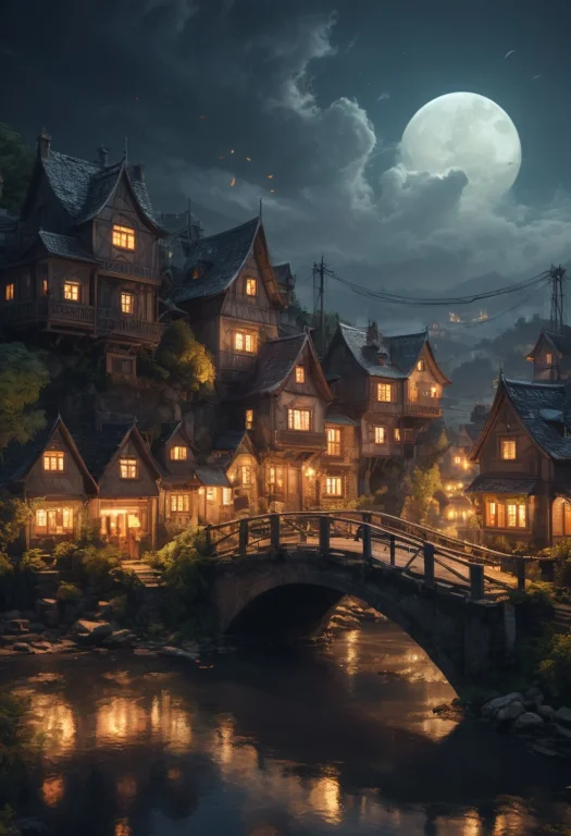 Evening Atmosphere, Crescent,night Atmosphere, Translucent,...