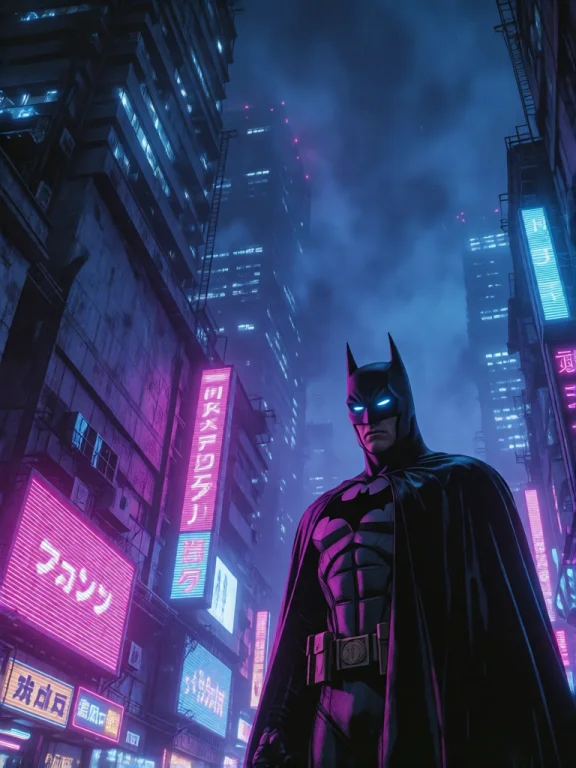 This Is A Digital Artwork Depicting A Dark, Futuristic Citys...