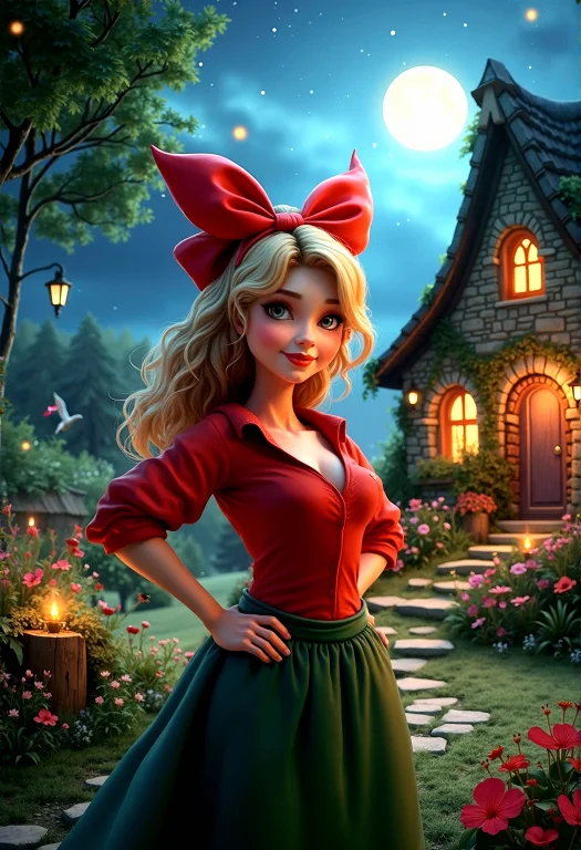 A Magical 3d Rendered Scene Featuring An Adult Beauty With B...