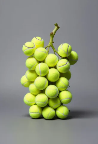One Object, Gray Background, Grapes Made Out Of Tennis Balls — SDXL AI Prompt: One object, gray background, grapes made out of tennis balls