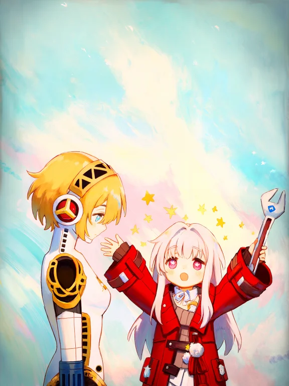 2girls, Clara Honkai Star Rail, Aegis Persona, Simple Backgr...