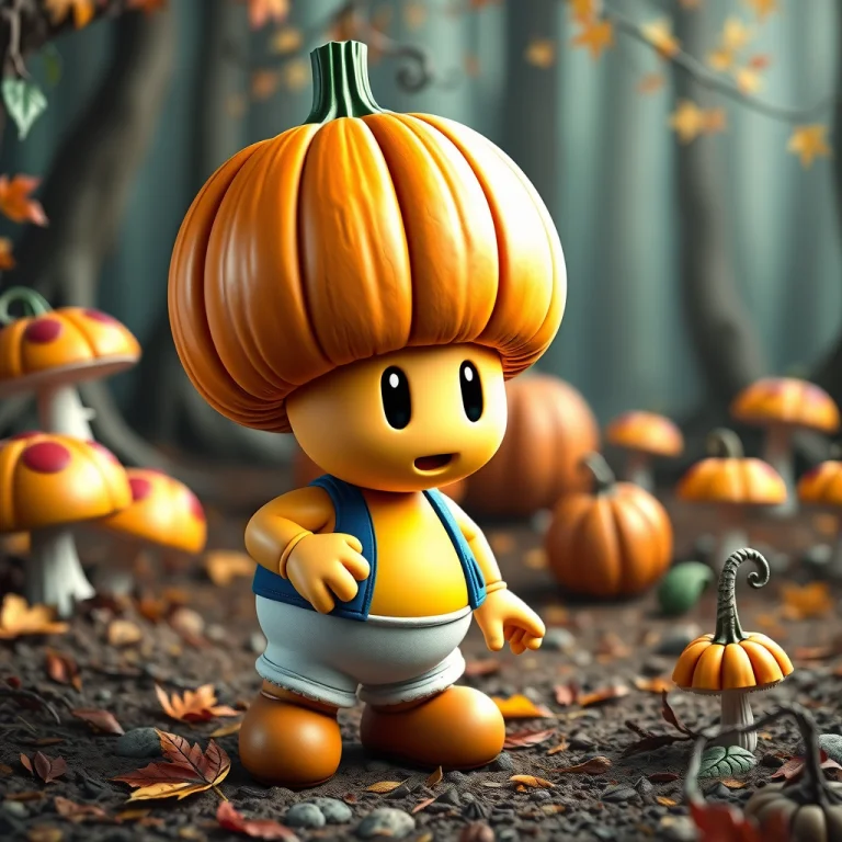Toad From Supermario With A Pampmpkn Head Made Out Of Pumpki...