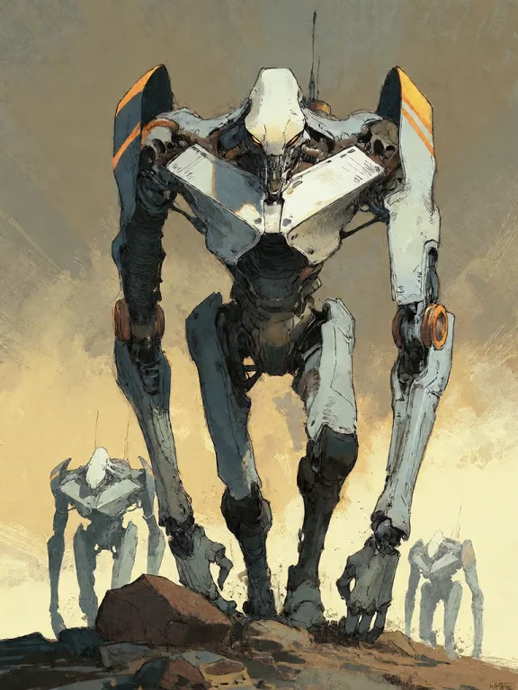 Bradhamel Art Style. A Towering, Biomechanical Quadrupedal R...