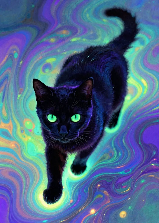 Subject Composition The Image Depicts A Black Cat Seen From...