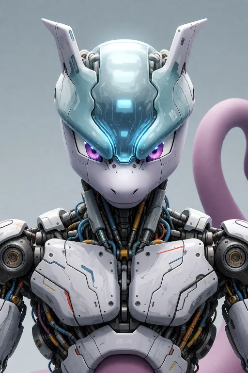 A Image Of Mewtwo From Pokemon. Detailed Background.