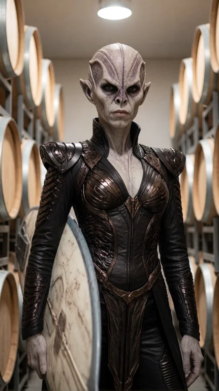 Rmnfml Alien Woman, Chest-up, Straight-on, Standing, Holding...
