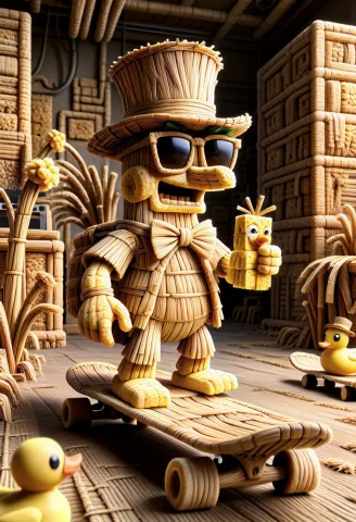 Made Of Straw Masterpiece, Best Quality, Highly Detailed, Sp... — SDXL AI Prompt: made of straw masterpiece, best quality, highly detailed, (sponge bob) wearing s...