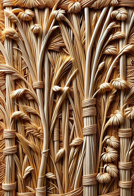 Wallpaper Style, Decorative Art Completely Made Of Straw Tex...