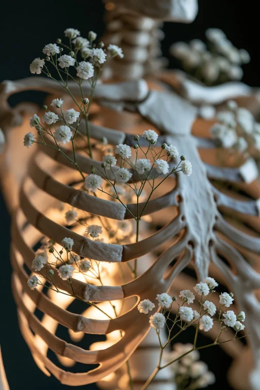 Midjourney A Close Up Vertical Shot Of A Human Skeleton, Foc...