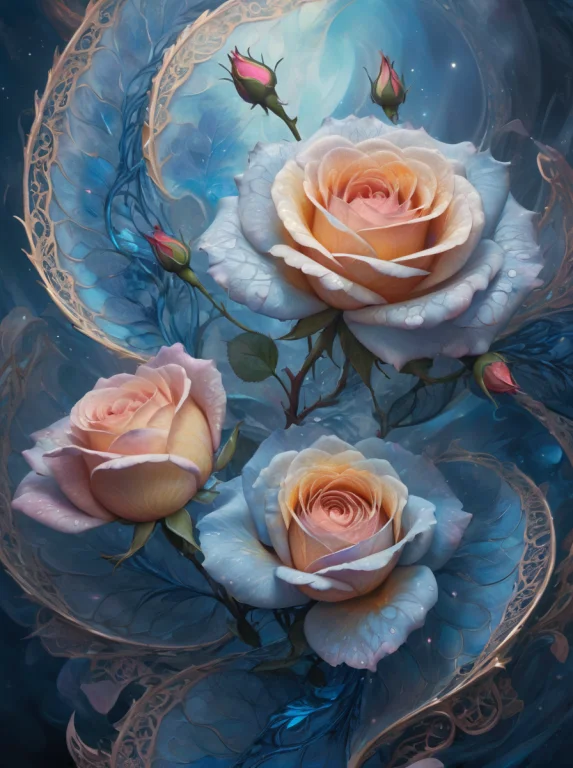 Ethereal Fantasy Concept Art Of Blue And Ginger Scales Bloom...