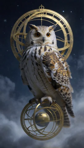108. Anthropomorphic Owl Stargazer, Feathered Abstract Form,... — Stable Diffusion AI Prompt: 108. Anthropomorphic owl stargazer, feathered abstract form, floating astrolabe...