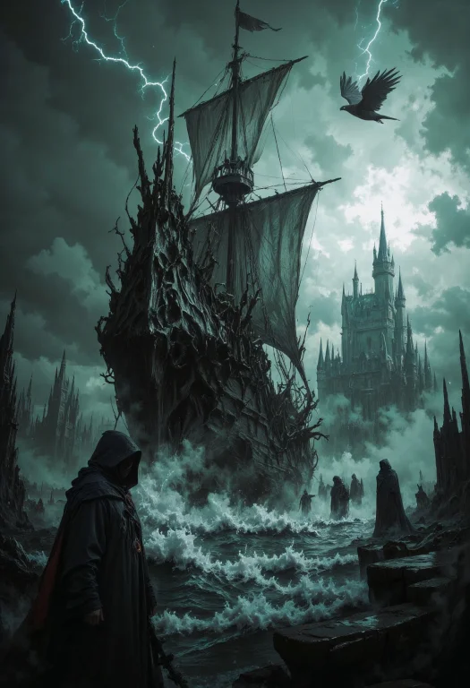 A Digital Fantasy Artwork Depicting A Dramatic, Dark, And St...