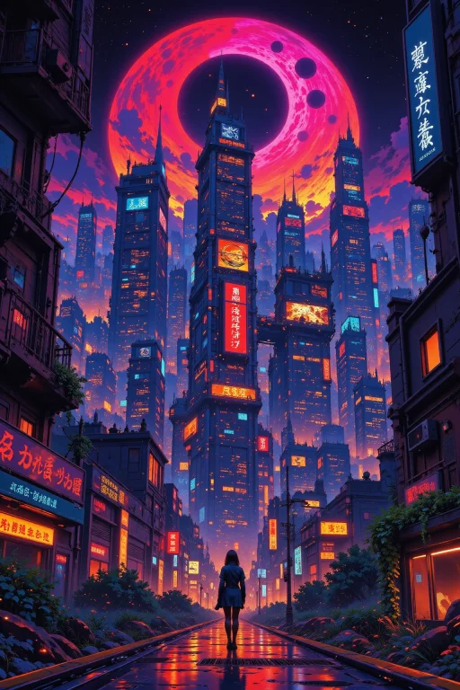 A Lunar Sci-fi Futuristic City Beautiful Cyberpunk Landscape...