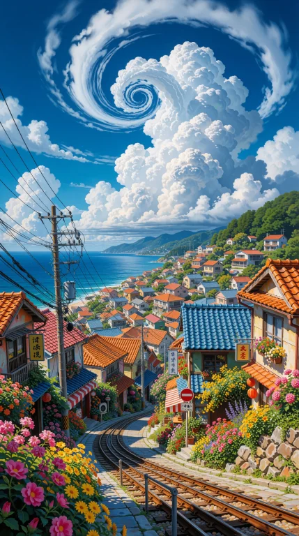 Supergroundview, A Vibrant Coastal Town Unfolds Beneath A Dr...