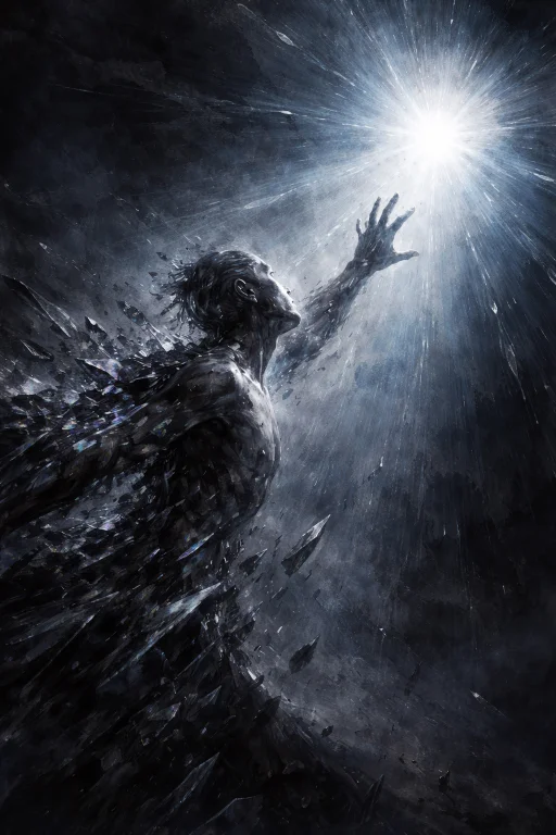 A Digital Painting Of An Androgynous Figure Whose Form Is Di...