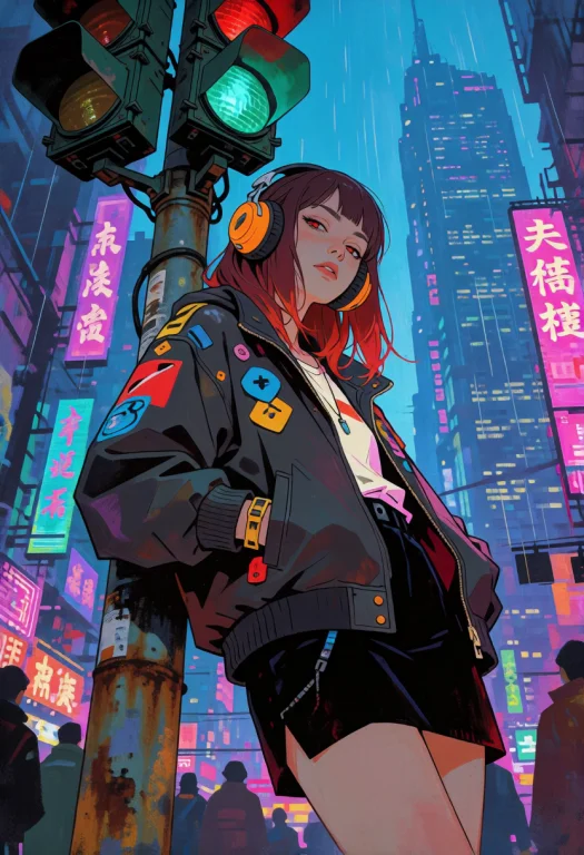 Neo-retro Cyberpunk Illustration Blending High-fidelity Pain...