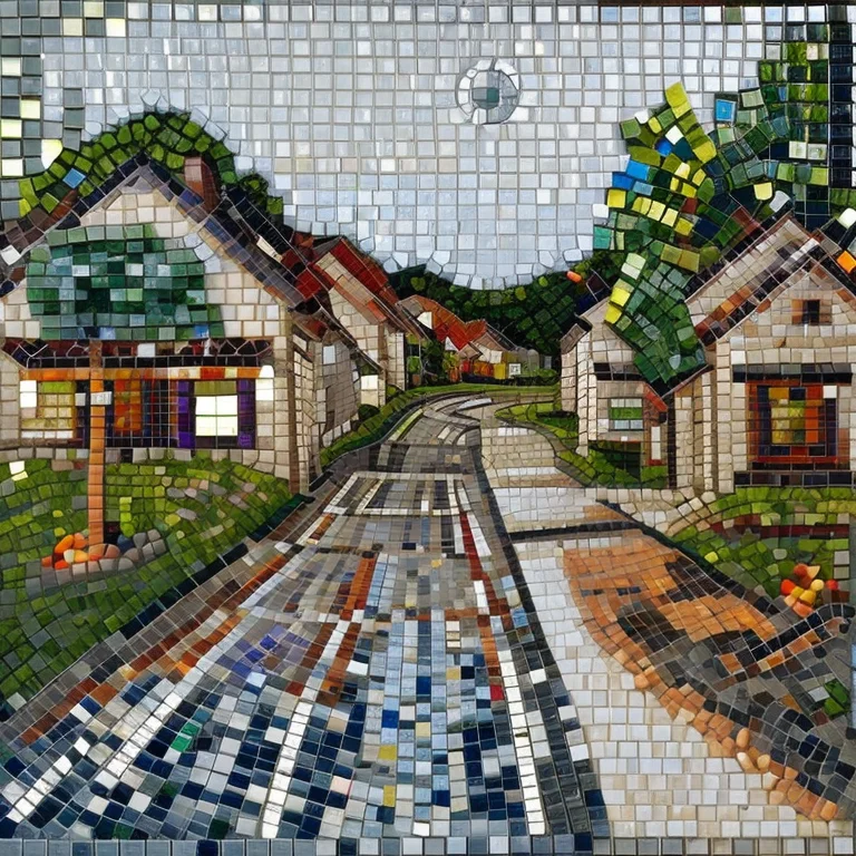 Suburban Streets Mosaic Art