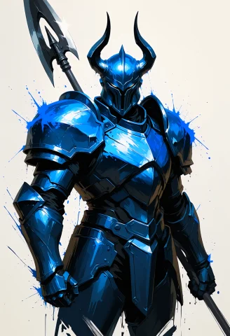 Masterpiece,best Quality,score7,1boy,dark Blue Steel Armor,h... — Stable Diffusion AI Prompt: masterpiece,best quality,score_7,1boy,dark blue steel armor,horned helmet,imposi...