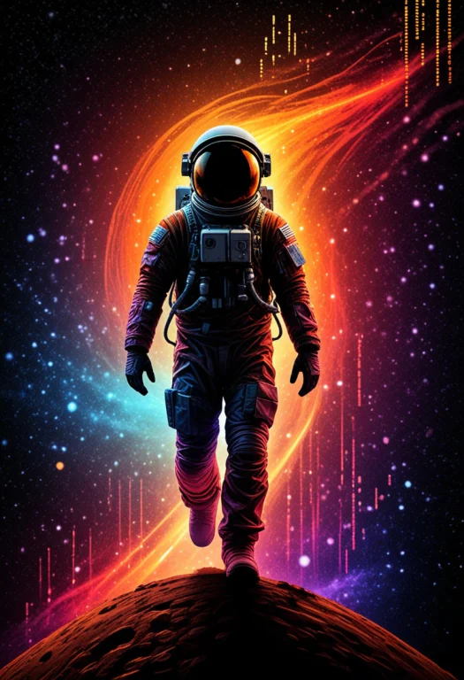 Vibrant Canvas Illuminated By A Cascade Of Colorful Binary C...