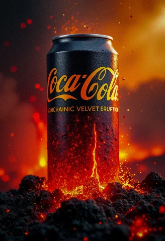 Coca-cola Of A Volcanic Eruption — FLUX AI Prompt: Coca-Cola of a volcanic eruption