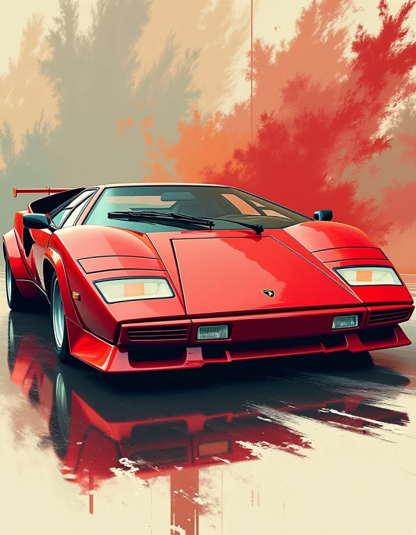 In The Style Of A 1985 Lamborghini Countach Create A Masterp...