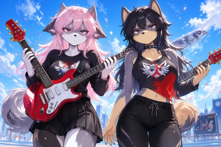Masterpiece, Very Aesthetic, 2 Girls, Furry1.2, Rossali, Pin...