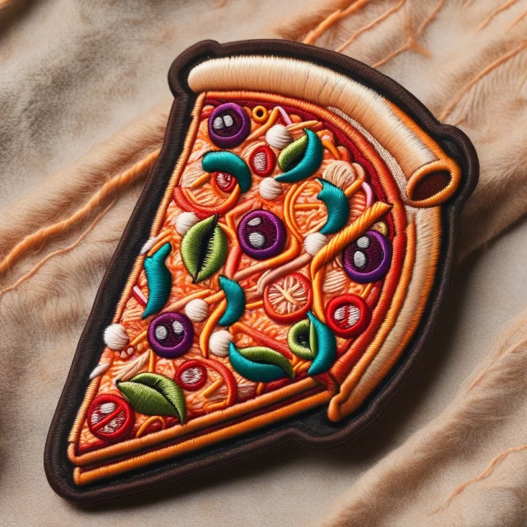 Embroidered Patch Style, A Pizza Slice With A Bite Taken Out...