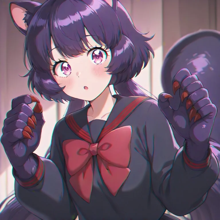 Akaishixd, 1girl, Solo, Bow, Animal Ears, Long Hair, Red Bow...