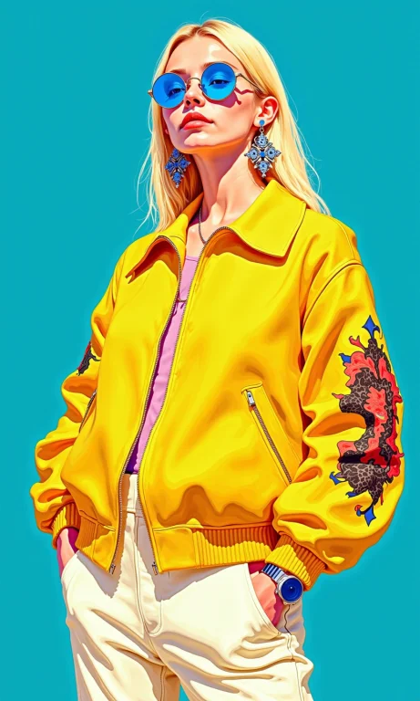 Full Shot Of A Stylized Illustration Of A Woman. The Woman I...
