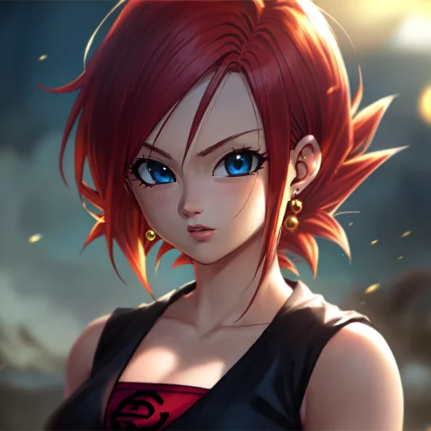 1girl, Red Hair, Blue Eyes, Dragon Ball Z Style1.2,masterpie... — Stable Diffusion AI Prompt: 1girl, red hair, blue eyes, (Dragon Ball Z \(style\):1.2),(masterpiece:1.2), (be...