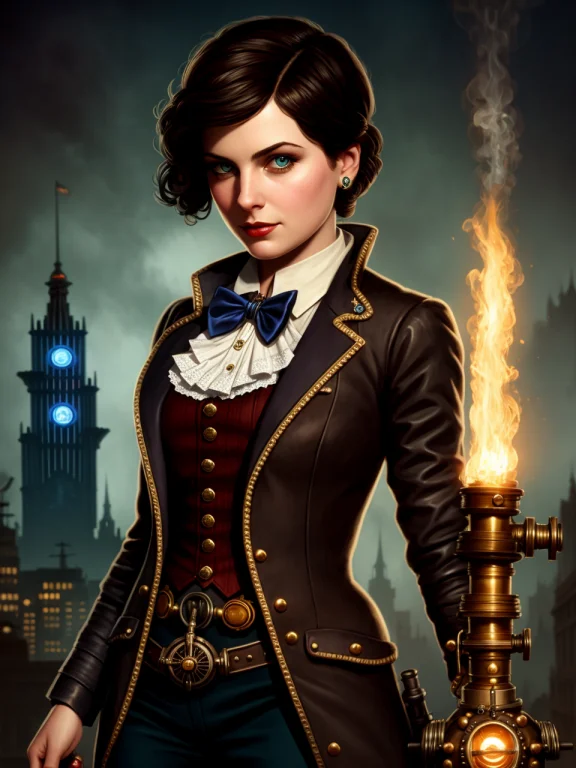 Lofi Steampunk Bioshock Portrait, Pixar Style, By Tristan Ea...