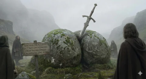 King Arthurs Sword Fable, Except Its A Greatsword And Instea... — Stable Diffusion AI Prompt: King Arthur's sword fable, except it's a greatsword and instead of being stuck i...