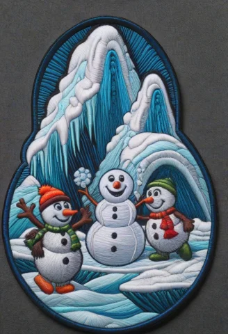 Ral-embroideredpatch, Ice Age, Glacier, Iceberg, Snowman, Ic... — SDXL AI Prompt: ral-embroideredpatch, ice age, glacier, iceberg, snowman, icicles, Children play...