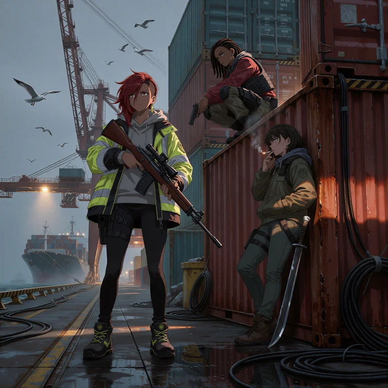 A Cinematic Anime Illustration Of A Standoff Between Shippin...
