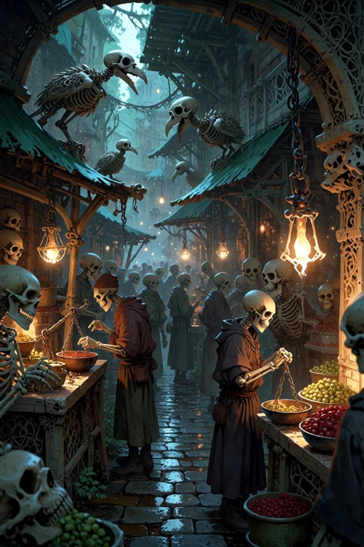 , Boneswm, A Bustling Medieval Marketplace Where Every Stall...