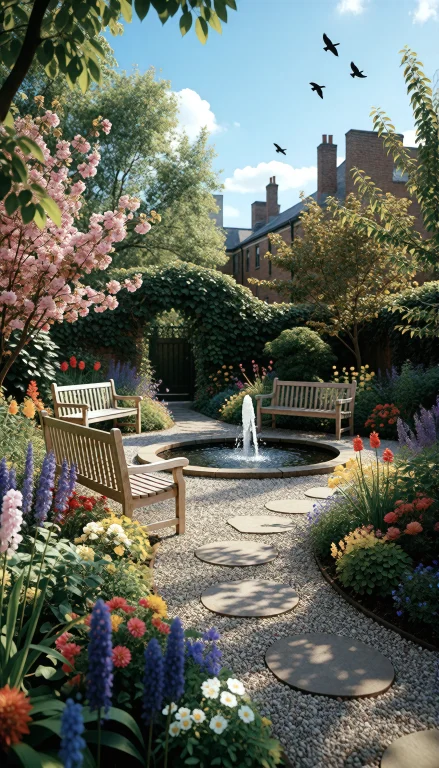 Convent Garden, Peaceful Outdoor Space With Winding Gravel P...