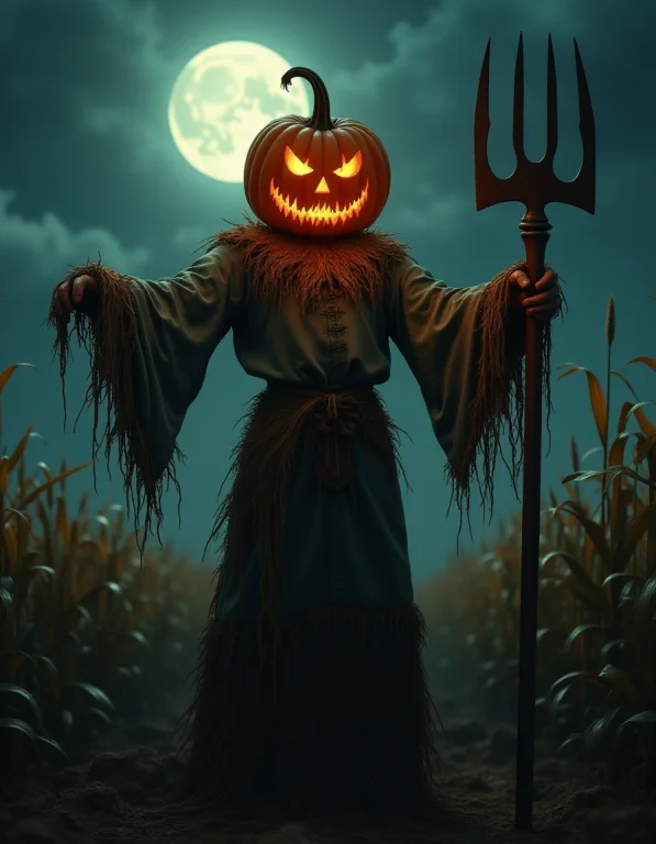 Dark Fantasy Art, Dark Moody Atmosphere, A Menacing Pumpkin-...