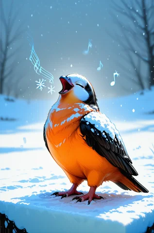 No Humans, Bird, Animal Focus, General, Closed Eyes, Open Mo... — Stable Diffusion AI Prompt: no humans, bird, animal focus, general, closed eyes, open mouth, (musical note:1...